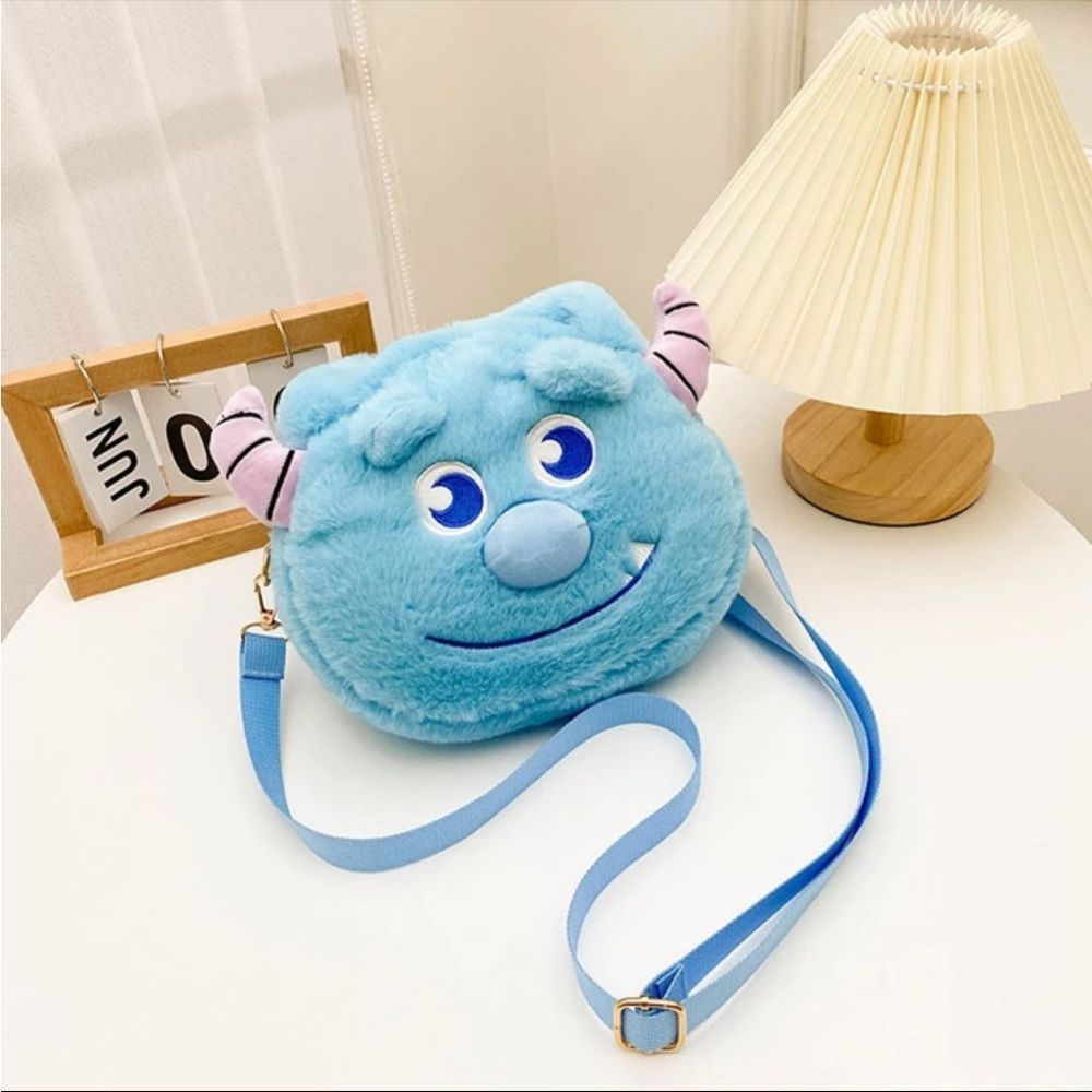 Blue Plush Monster Crossbody Bag - Cute Faux Fur Shoulder Bag